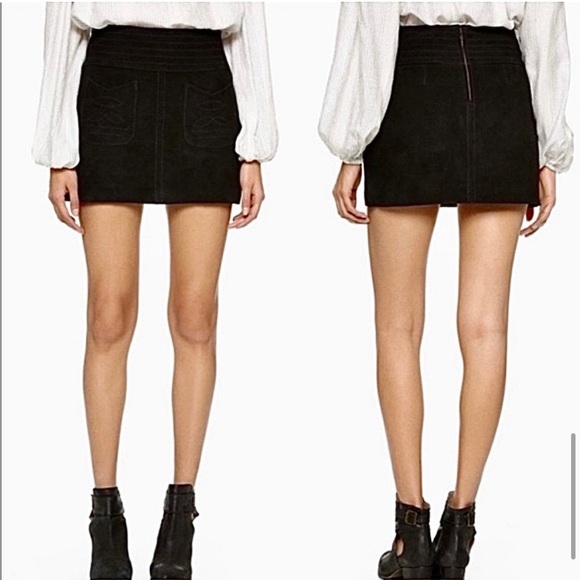 Free People Dresses & Skirts - Free People Black Suede Mini Skirt
